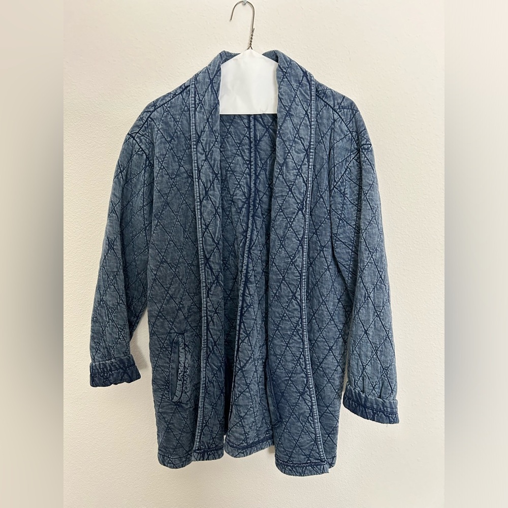 Lucky Brand Women’s Blue Quilted Cardigan Size L